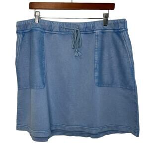 J. Jill Skirt X-Large Light Blue Drawstring Casual Mini Short Cotton Terry NWT